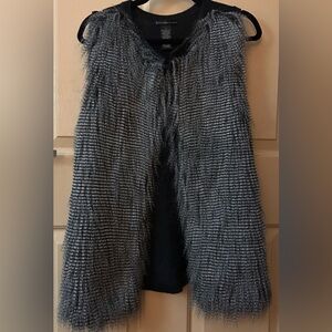 Design History Grey Fur (30% Wool) Knit Vest